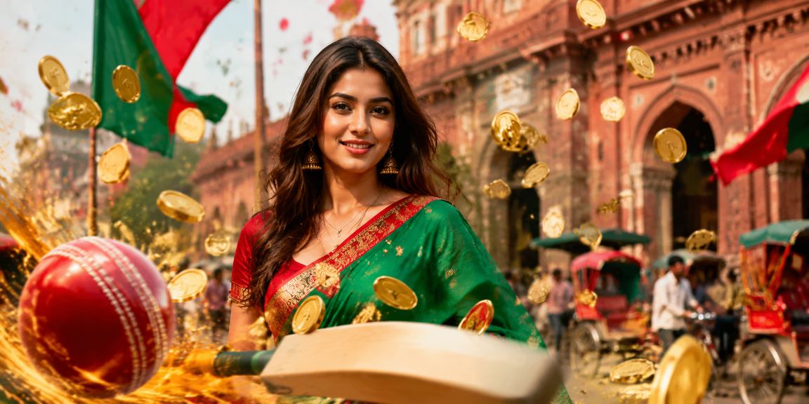 কুমিল্লায় ক্রিকেট বেটিং উপভোগ করছেন একজন খেলোয়াড় লাল সবুজ পরিবেশে